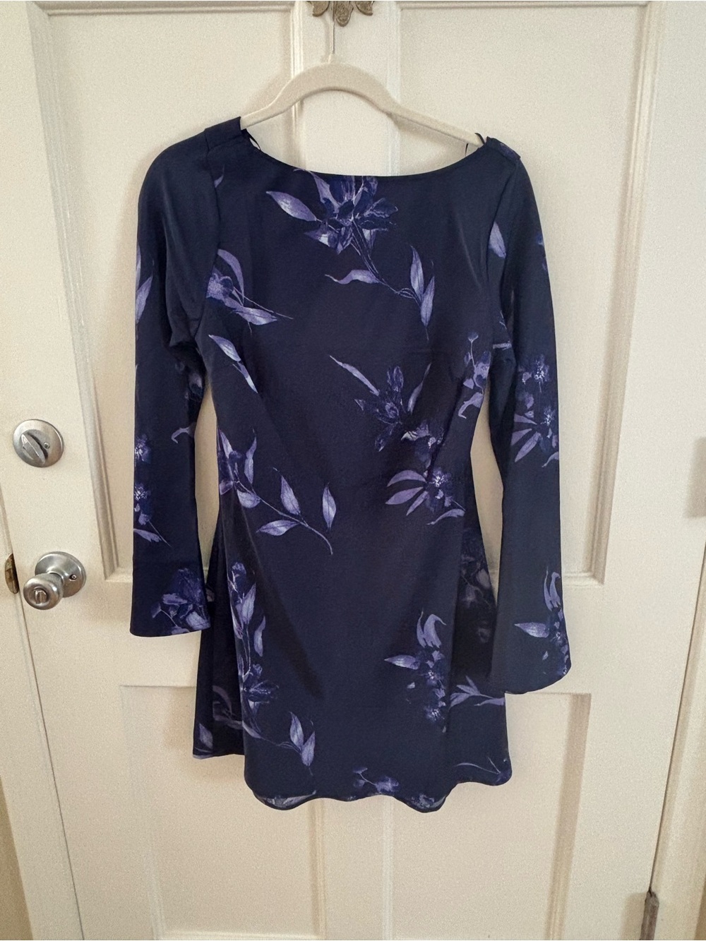 a new day Navy Floral Long Sleeve Dress with Purple Print
